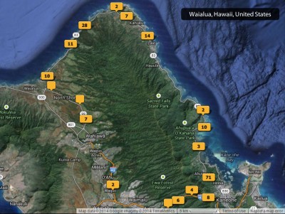 2014 Oahu North Shore photos map