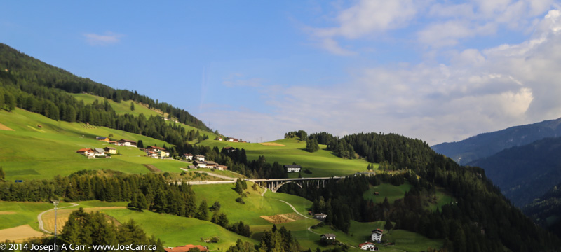 Alpine valley and small community in the Brenner Pass
