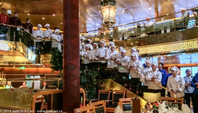 Parade of serving staff in the Rotterdam dining room