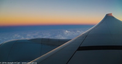 Pre-dawn light over the wing south of the Aleutian Islands