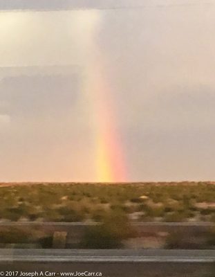 Rainbow over the desert as we approach Tucson train station