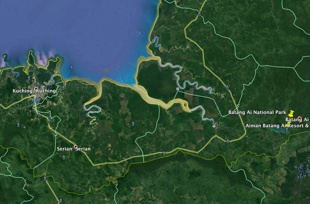 Kuching & Batang Ai area map