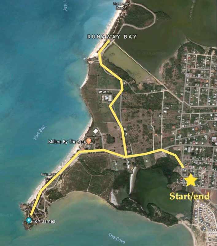 Map of Segway exploration route near St. James