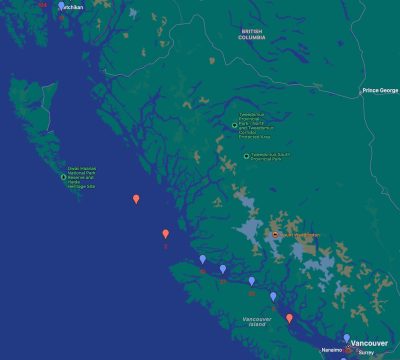 Map of my photos taken between Ketchikan, Alaska and Vancouver, British Columbia, including the Inside Passage
