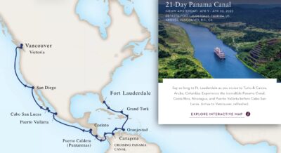 21-day Panama Canal Cruise route map