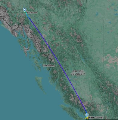 Flight map - Vancouver to Whitehorse