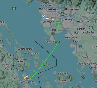 Flight map - Victoria to Vancouver