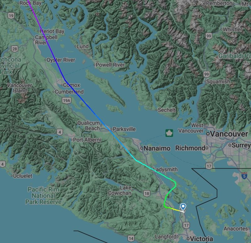 Flight map: Air North -Victoria approach