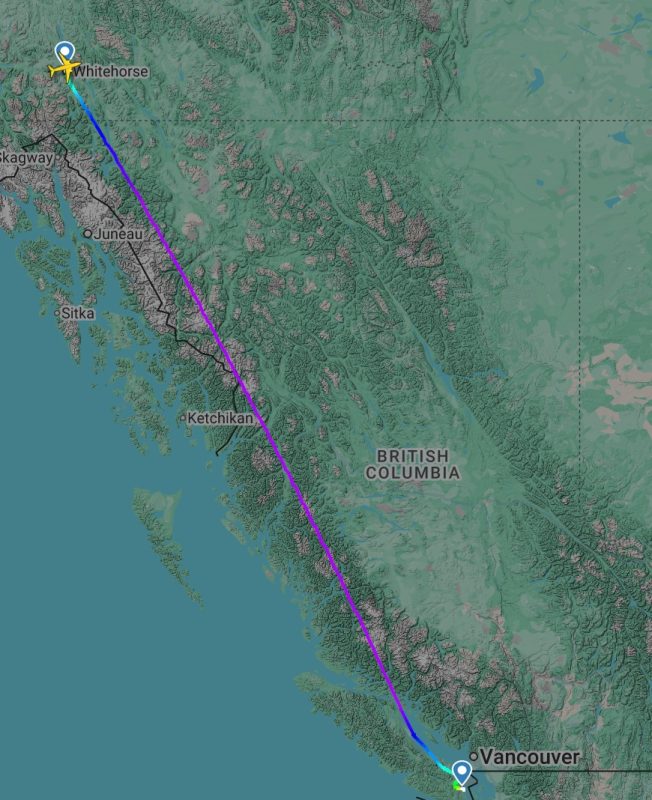 Flight map: Air North -Whitehorse-Victoria